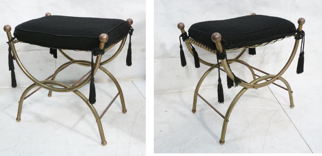 Pair Decorator Stool Benches. Black cushion seat (1 of 7)