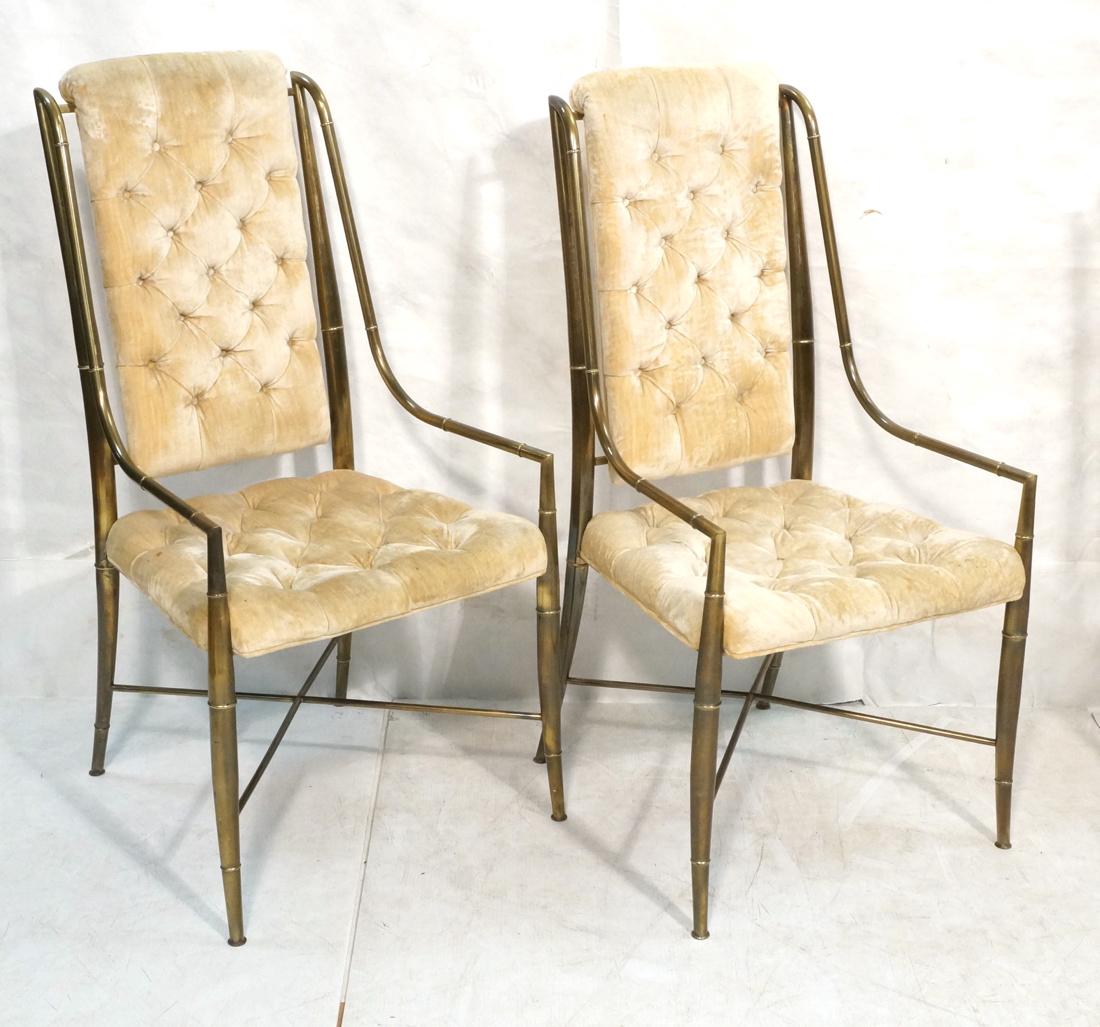 Pr MASTERCRAFT Brass Tall Back Chairs. Heavy bras (1 of 9)