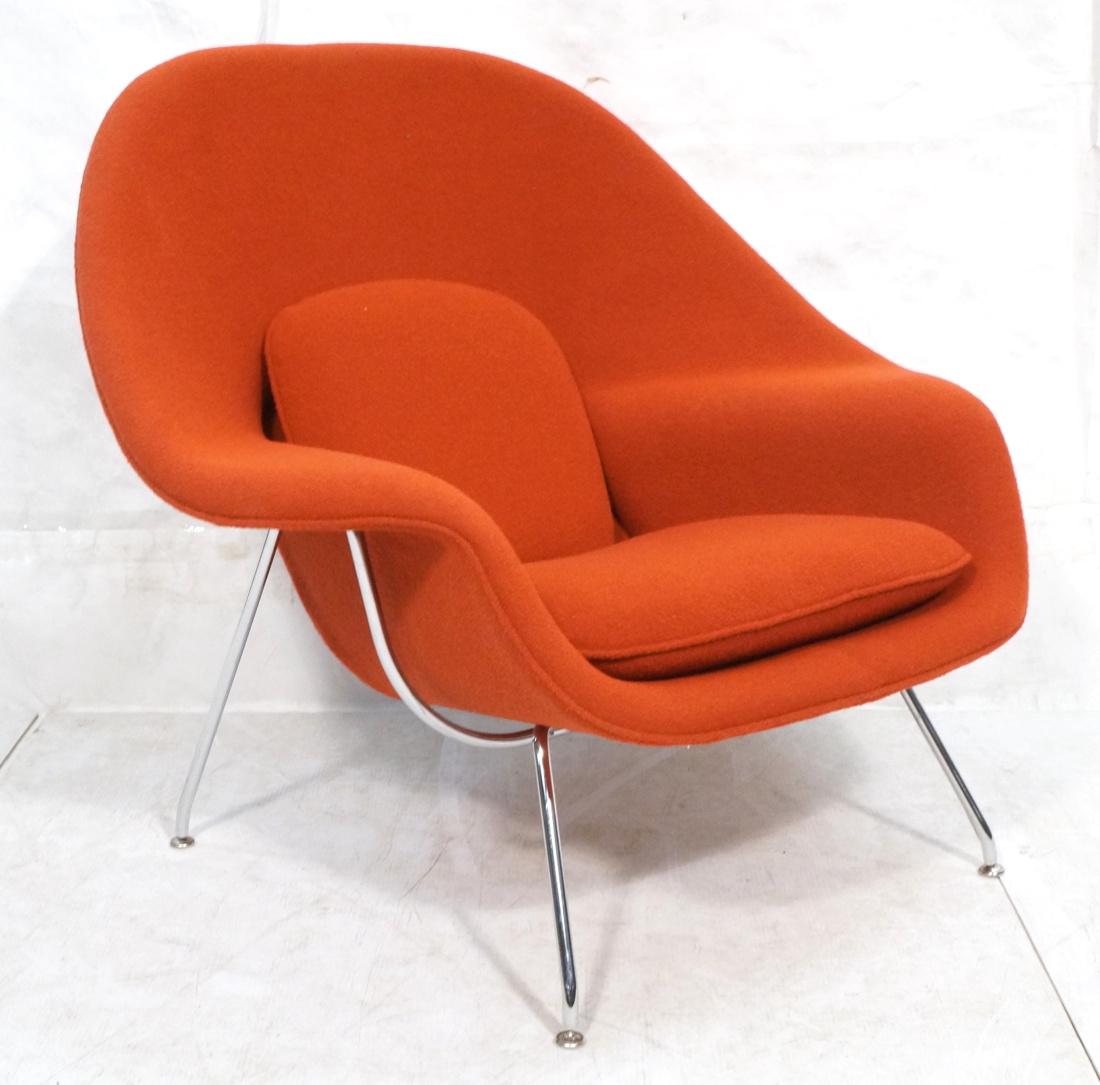 KNOLL Red Womb Lounge Chair. Thin chrome tube fra: KNOLL Red Womb Lounge Chair. Thin chrome tube frame. Marked-- Dimensions: H: 36 inches: W: 36 inches: D: 32 inches ---