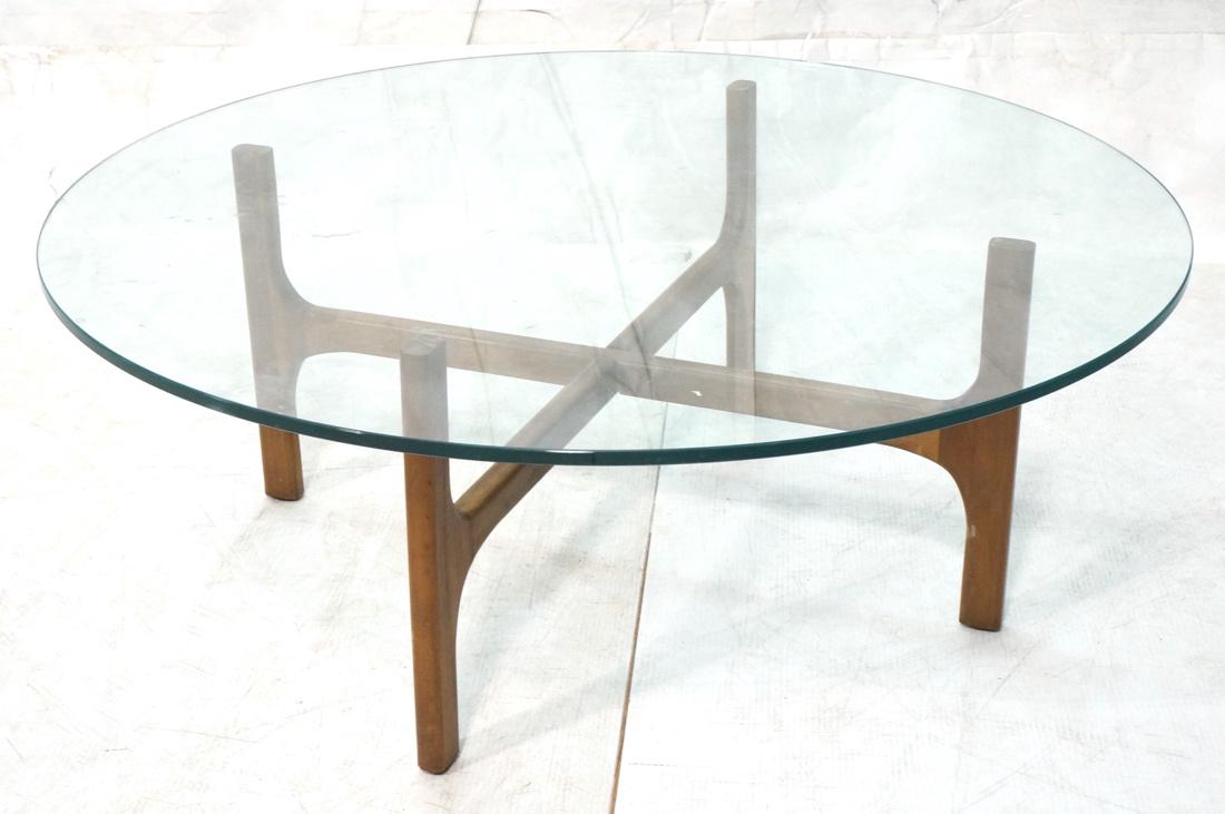 Walnut Round Glass Top Cocktail Coffee Table. Wal (1 of 6)
