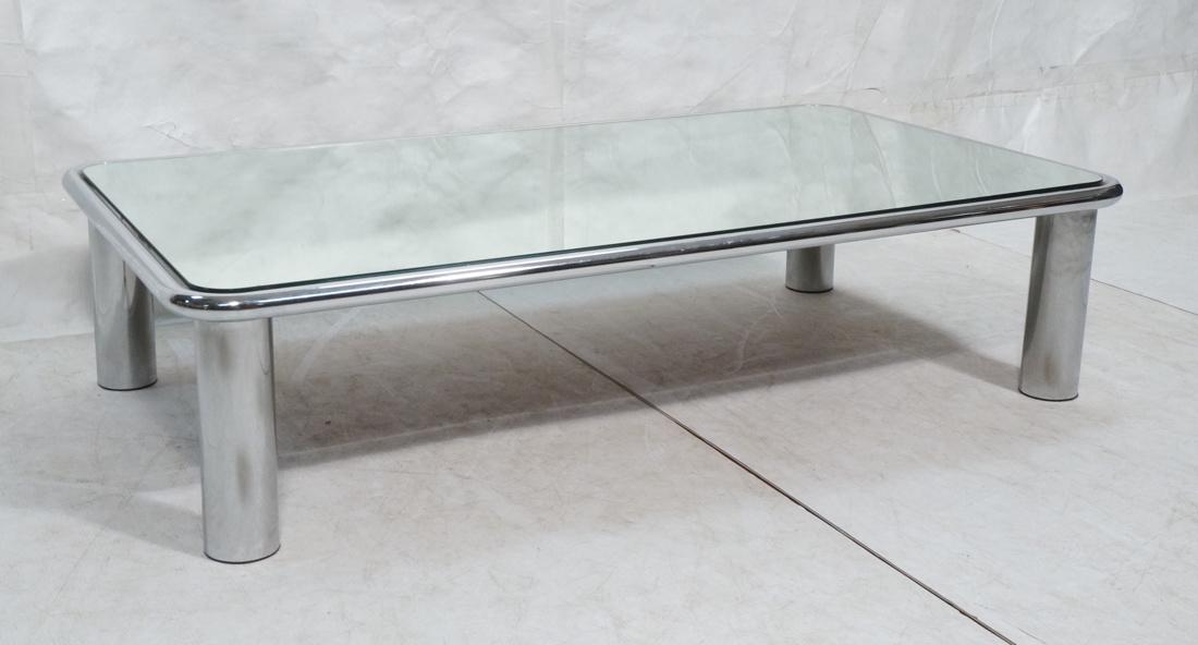 PACE Chrome Mirrored Glass Cocktail Table. Thick (1 of 7)