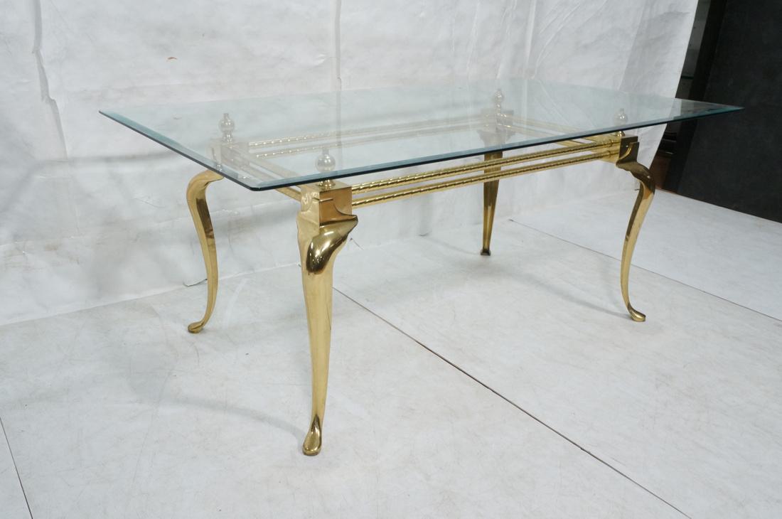 Large Brass Dining Table. Glass Top. Heavy French (1 of 7)