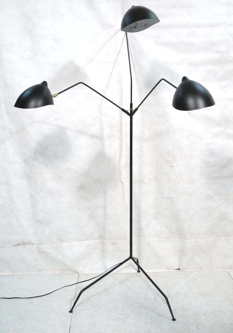 Serge Mouille style Tripod Floor Lamp. Black Metal (1 of 9)