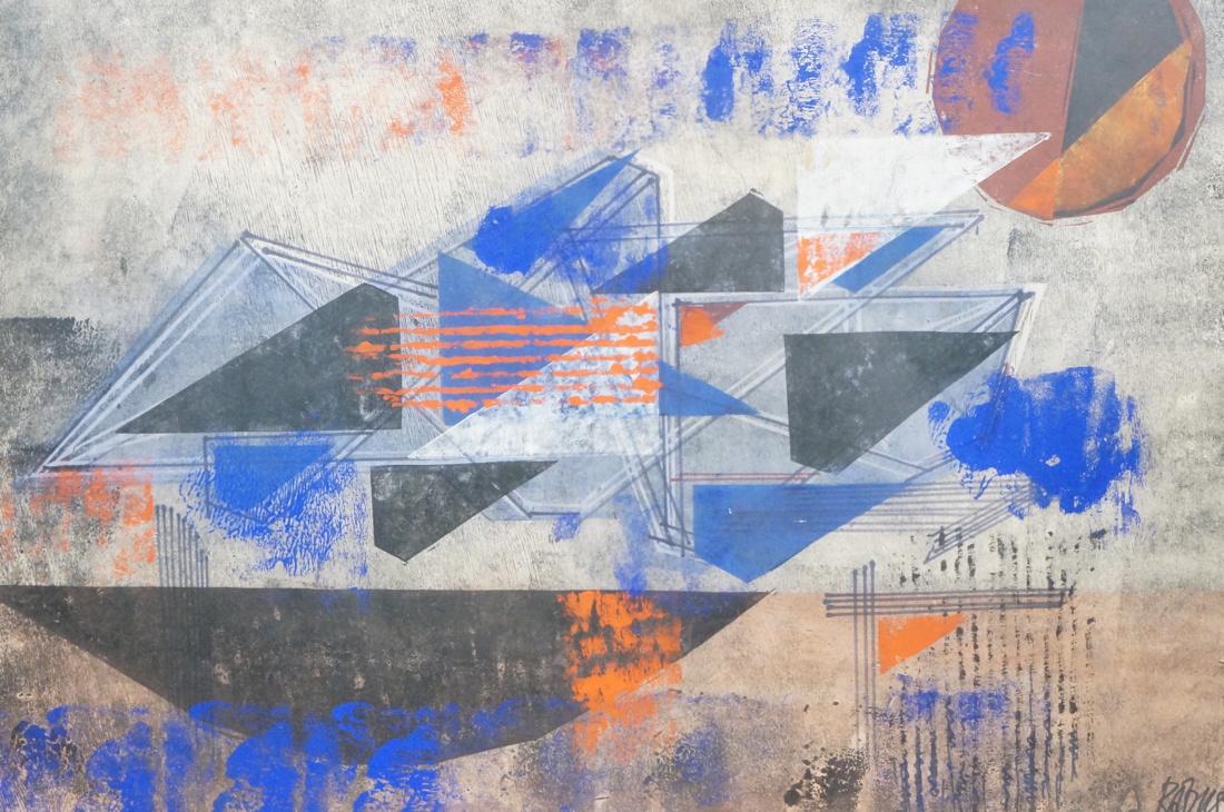 Modernist Print. Signed A RABUS. Colorful sail sh (1 of 6)