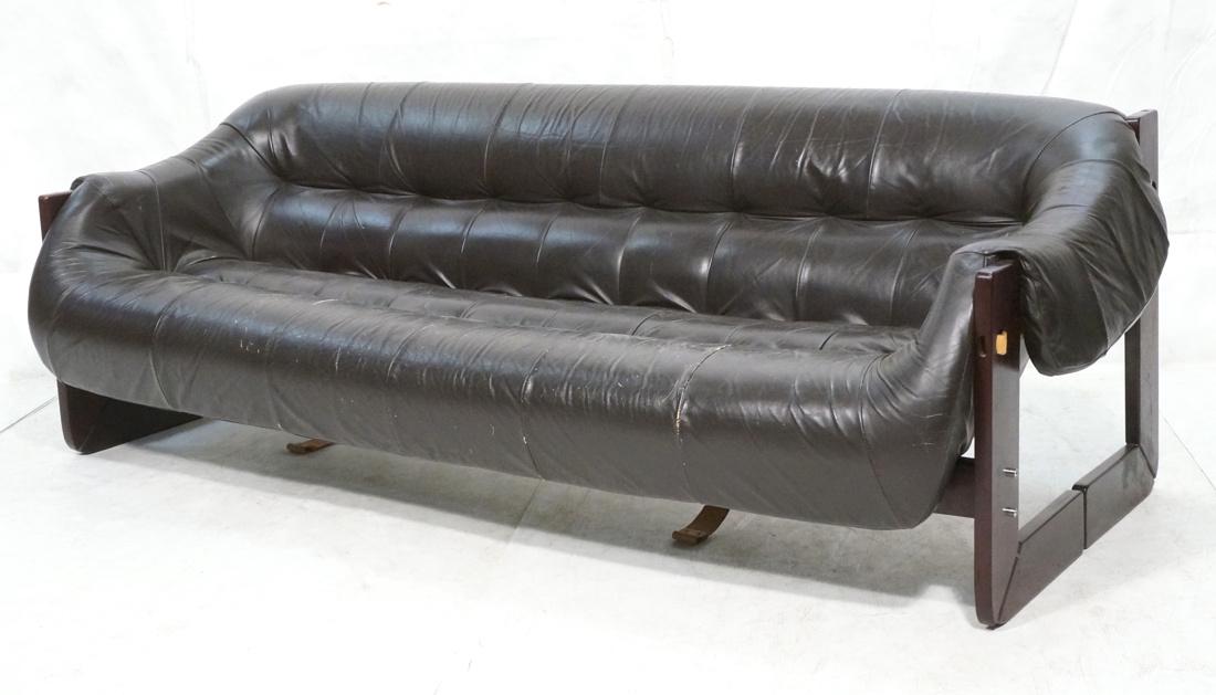 PERCIVAL LAFER Brazil Brown Leather Sofa Couch. (1 of 7)