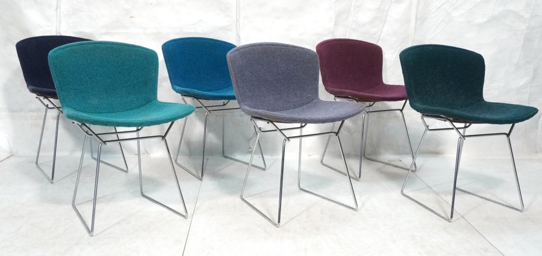 Set 6 BERTOIA Chrome Base Side Chairs. Six differ (1 of 10)