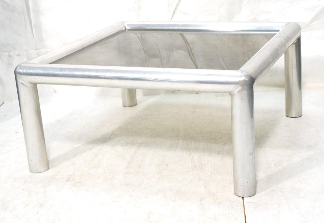 Thick Aluminum Tube Square Coffee Cocktail Table. (1 of 6)