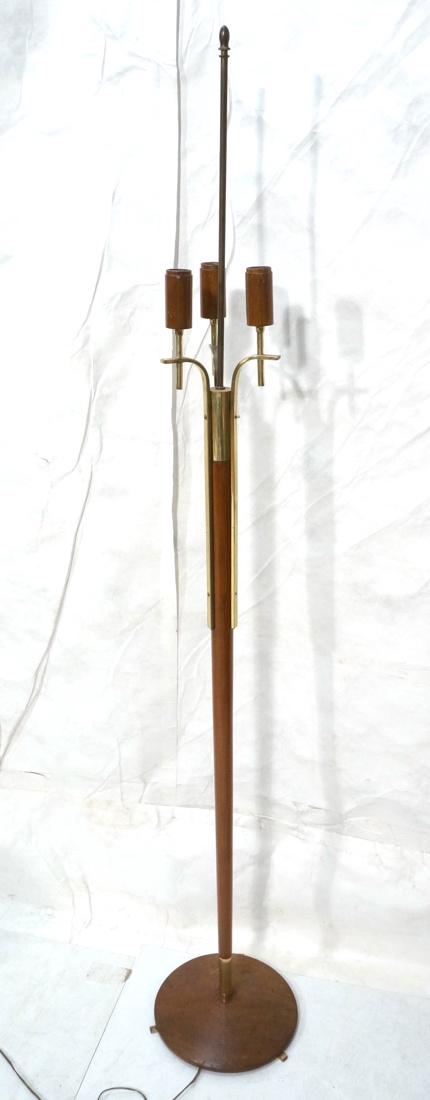 Modern Walnut & Brass Floor Lamp. Three brass arm (1 of 9)