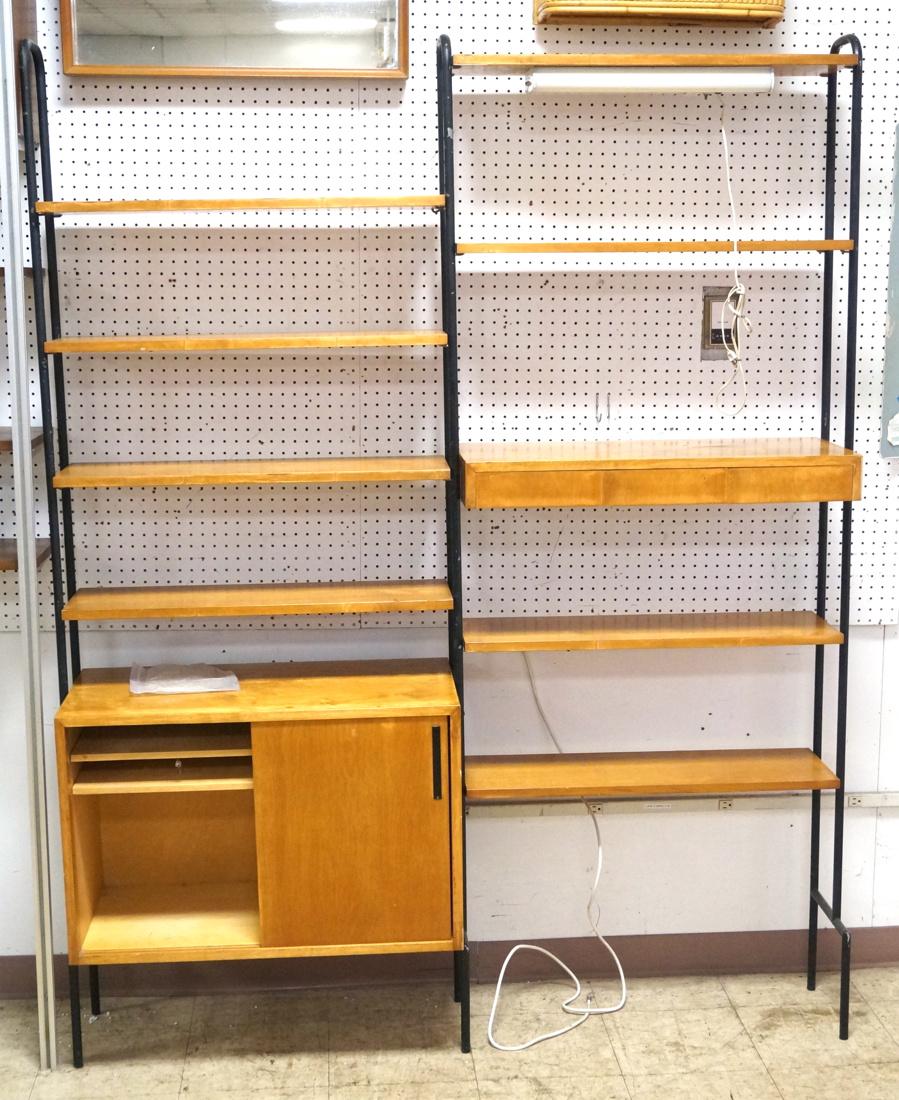 Black hairpin metal wood shelf wall unit. Three u (1 of 10)