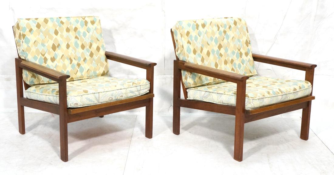 Pr Walnut Modern Mid Century Lounge Chairs. Wide (1 of 10)