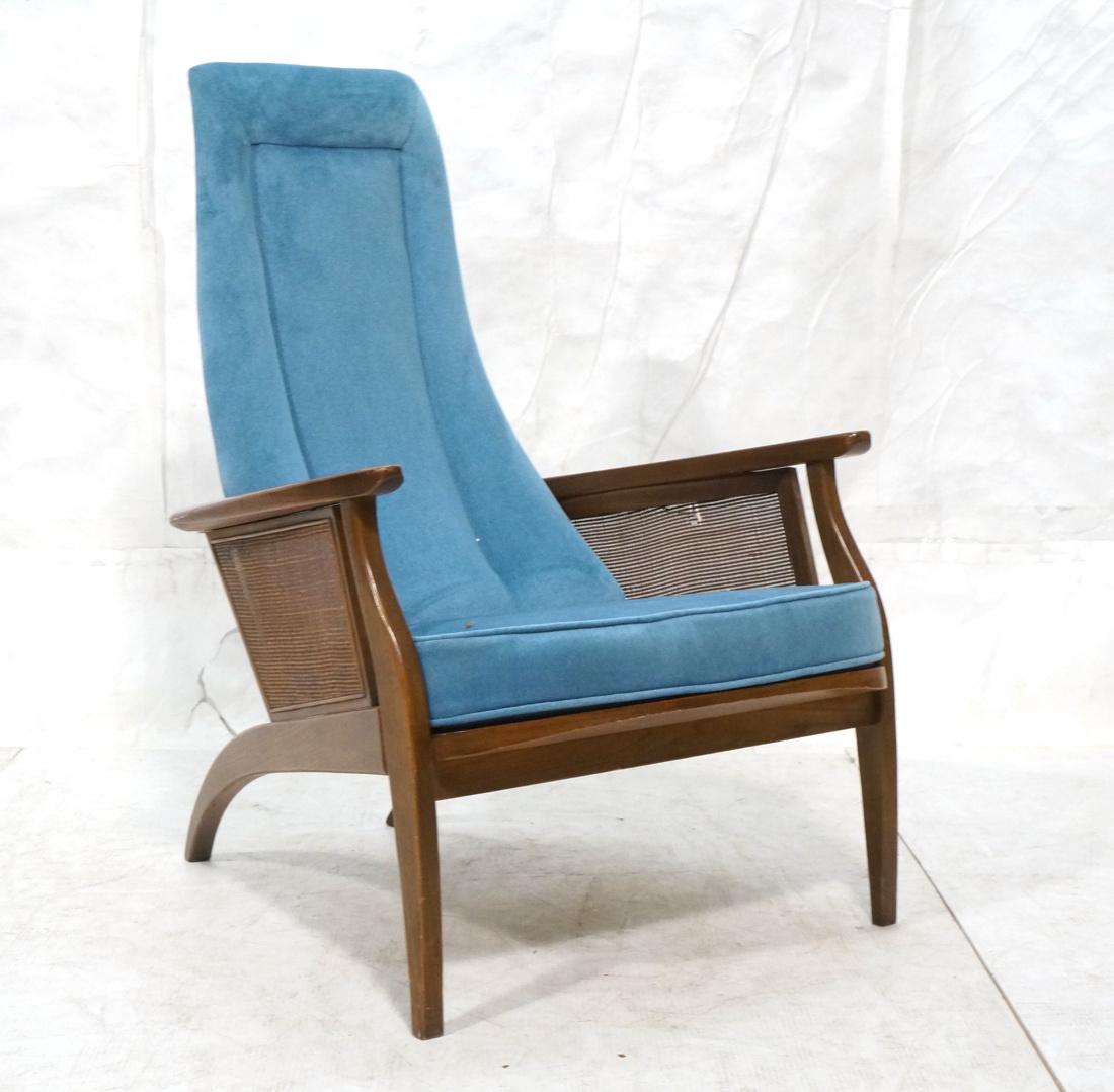 Tall Back Cane Side Arm Modern Lounge Chair. Blue (1 of 7)