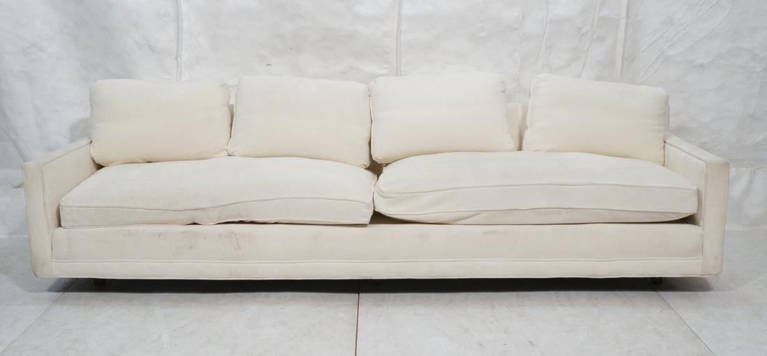 White Modernist Sofa Couch. Long horizontal form. (1 of 8)