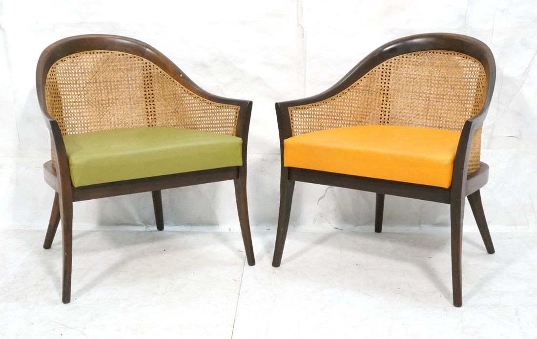 Pr Probber Style Caned Barrel Back Lounge Chairs. (1 of 8)