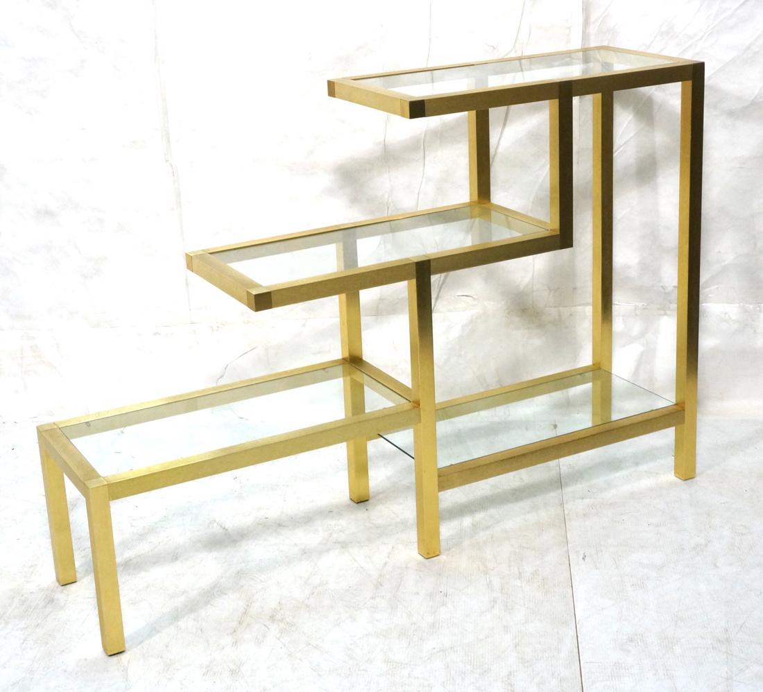 Gold tone Brushed Aluminum Staggered Shelf Unit . (1 of 8)