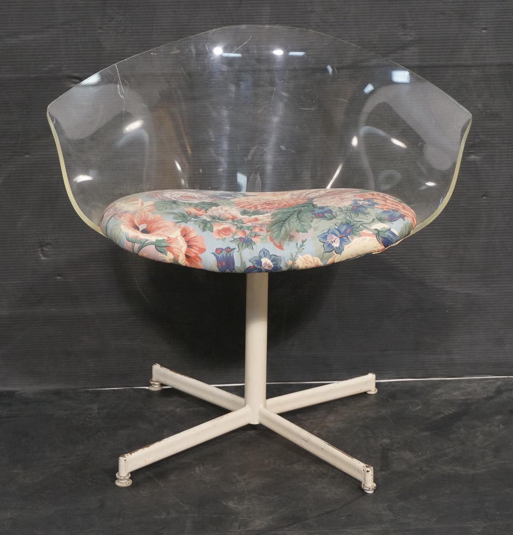 Lucite Shell Lounge Chair. Swivel Pedestal Base. (1 of 7)