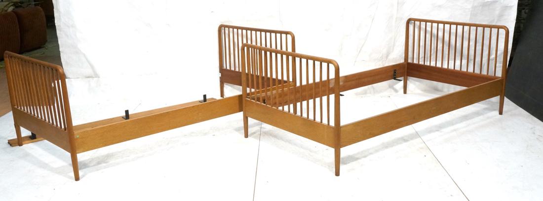 Pr Modern Spindle Twin Beds. Borge Mogensen: Pr Borge Mogensen Modern Spindle Twin Beds. Spindle head & foot boards. -- Dimensions: H: 30 inches: W: 40.5 inches: D: 77.25 inches ---