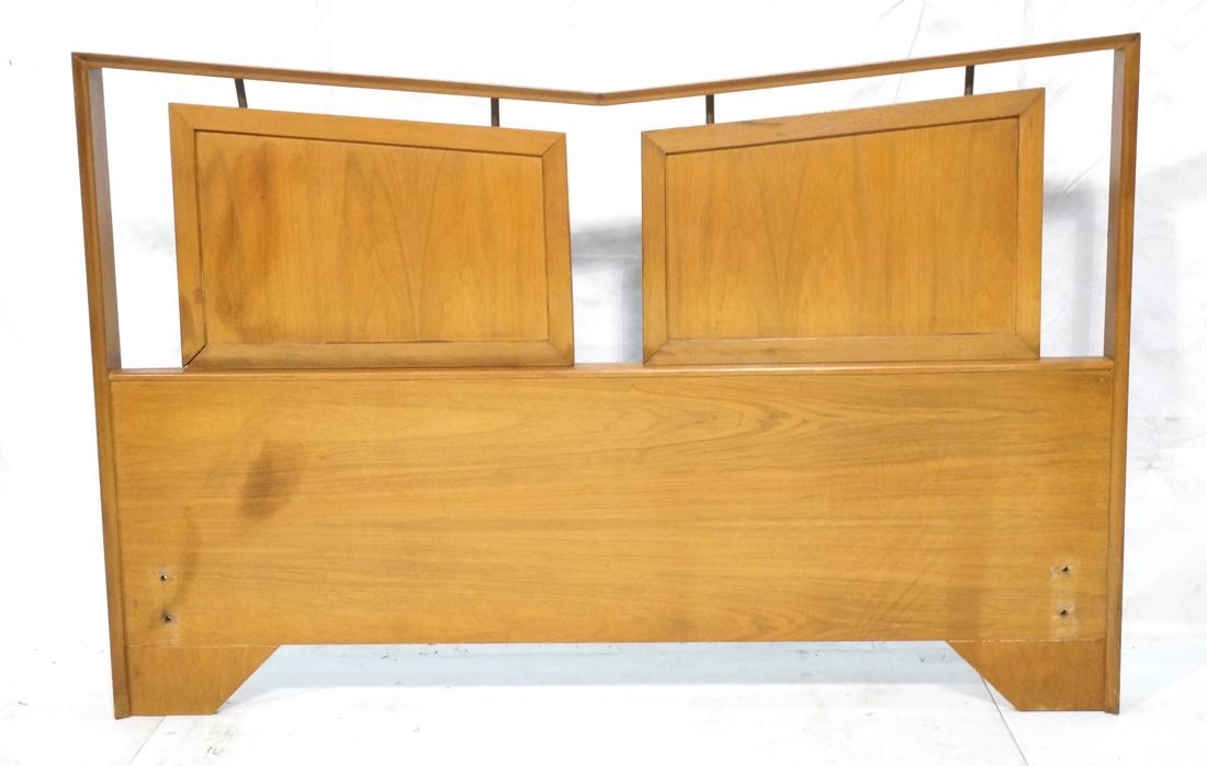 Modernist Bow Tie form Headboard. Metal rod accen: Modernist Bow Tie form Headboard. Metal rod accents. Not marked-- Dimensions: H: 38 inches: W: 58 inches: D: 3 inches ---