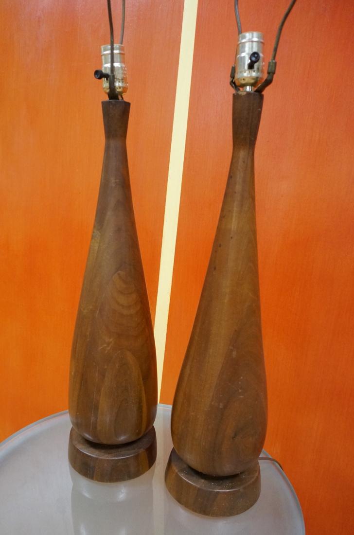 PR Walnut Lamps Bowling pin design. Wood only mea (1 of 9)