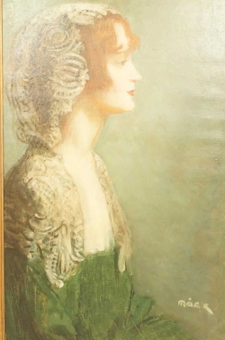 MACK Signed Oil Portrait Painting. Woman in Green (1 of 7)