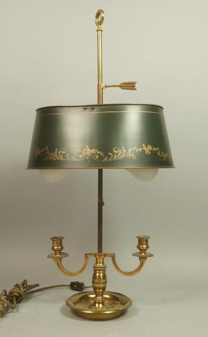 Brass Toleware Shade Antique table Lamp. Black me (1 of 7)