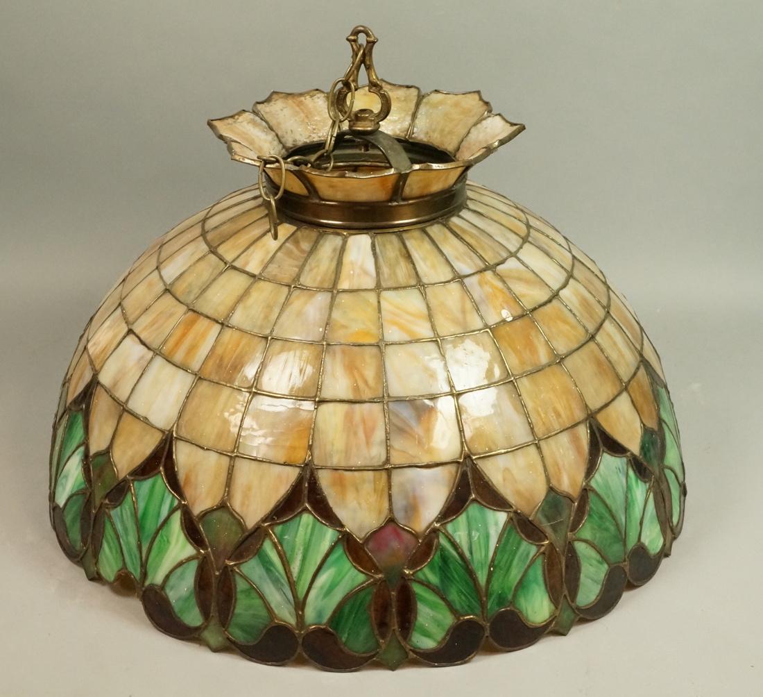 Domed Stained Slag Glass Hanging Light Shade. Car (1 of 7)