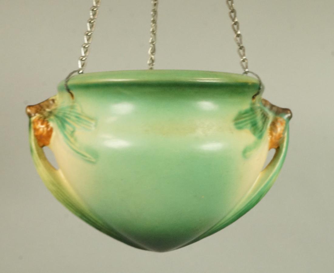 ROSEVILLE Green Pine Cone Hanging Planter. Americ (1 of 7)