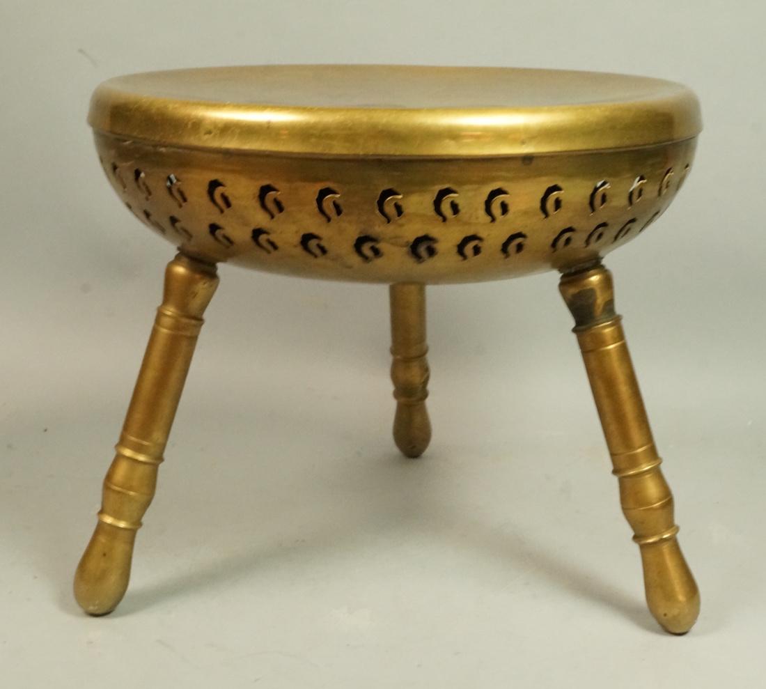 Brass Warming Stool. Pierced  Lower seat. NADER F (1 of 8)