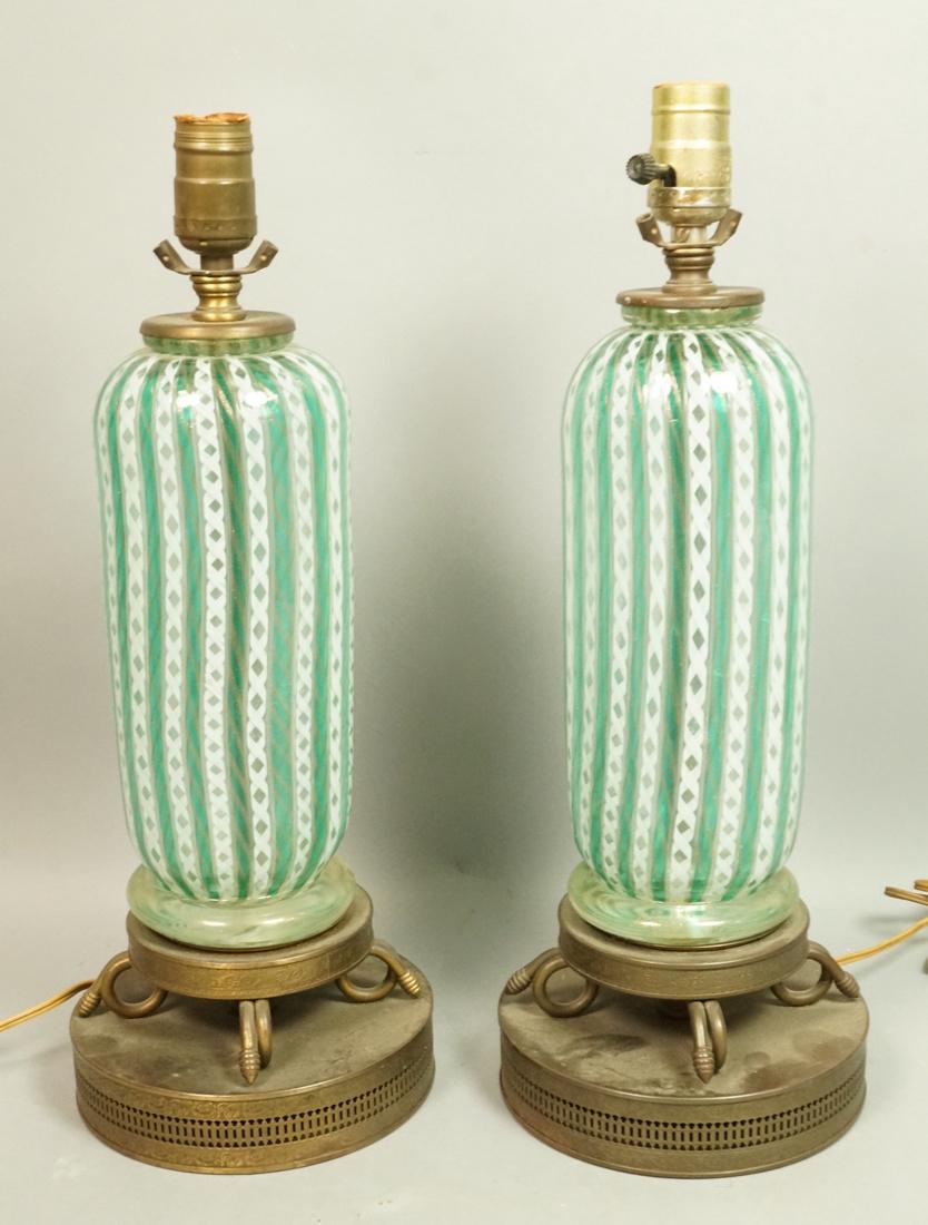 Pr VENETIAN MURANO Italian Art Glass Table Lamps. (1 of 8)