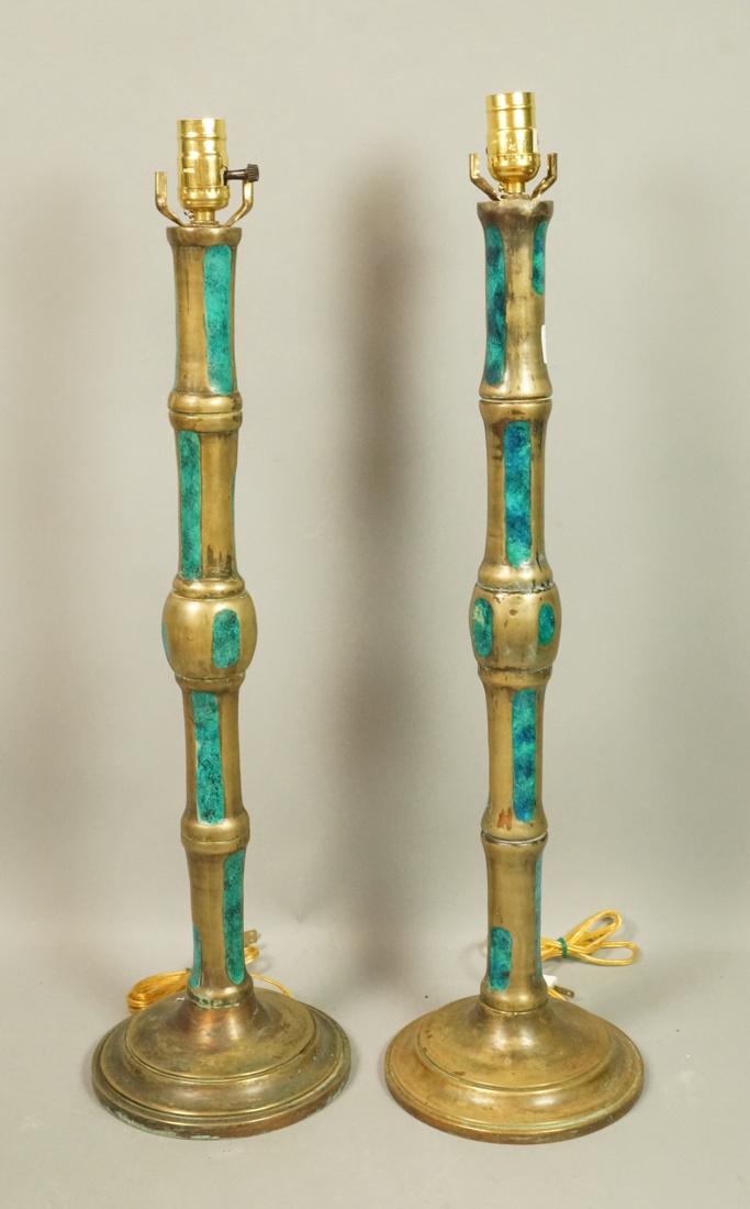 Pr PEPE MENDOZA Column Form Table Lamps. Solid br (1 of 8)