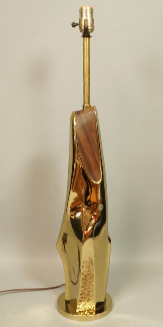 Brass & Faux Wood Laurel Table Lamp. Brutalist Ab (1 of 7)