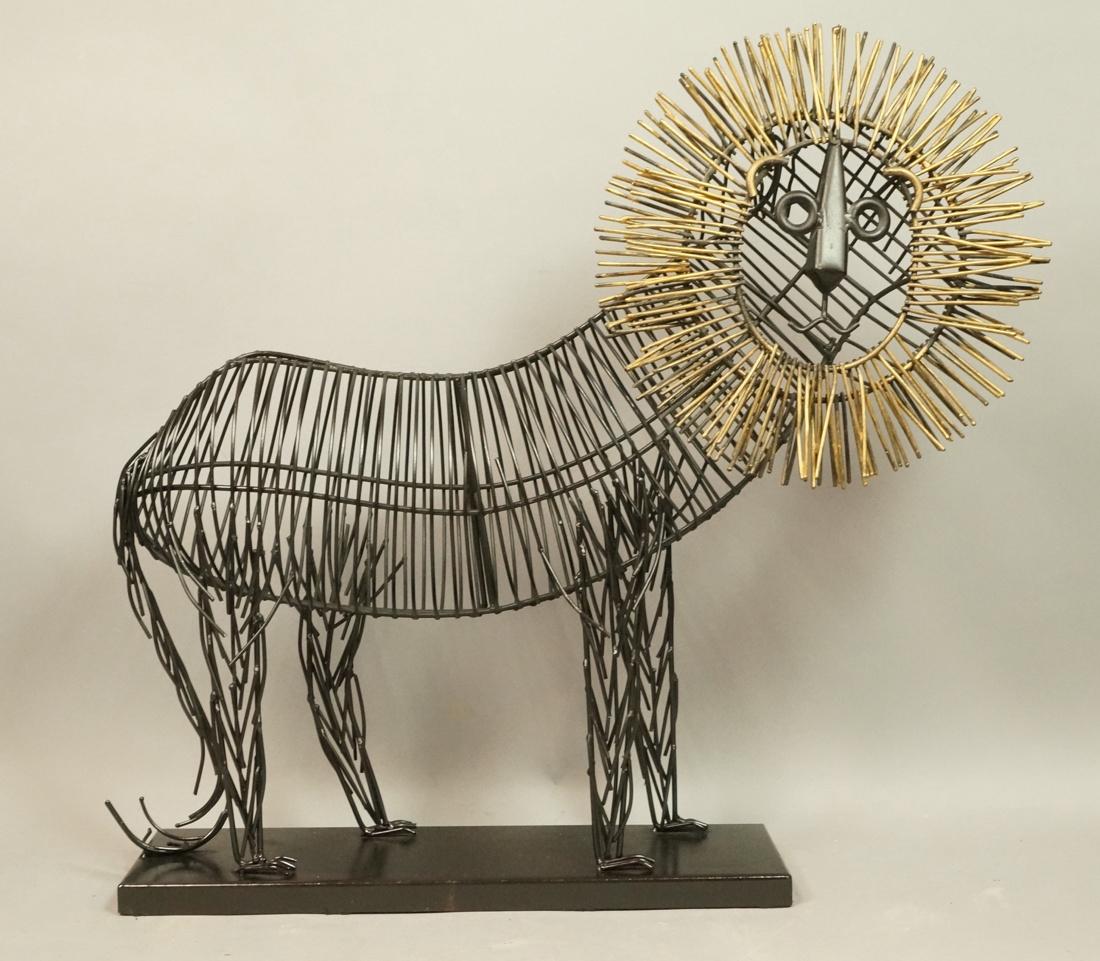 Weinberg Style Wire Large Lion Sculpture.  Three (1 of 8)