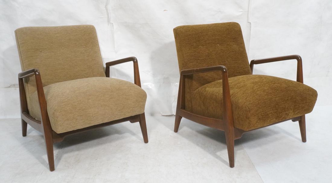 Pr JENS RISOM Lounge Chairs. Open arm walnut form (1 of 10)