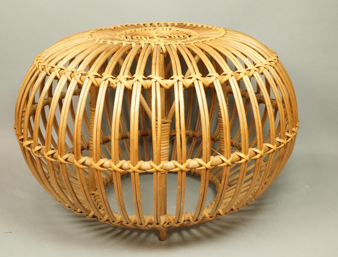 FRANCO ALBINI Woven Rattan Round Stool Ottoman. (1 of 8)