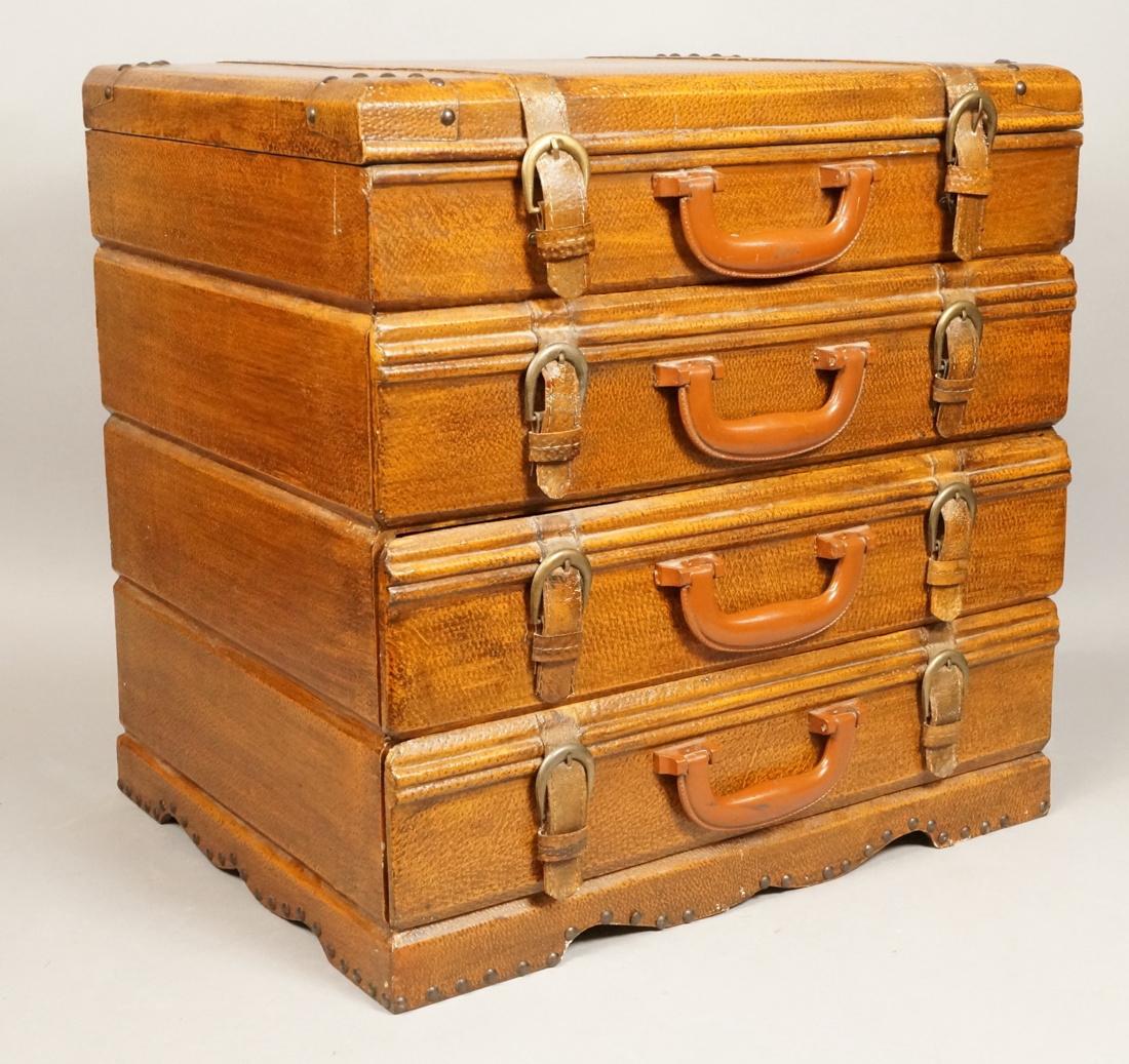 3 Drawer Leather Faux Luggage End Table. Flip top (1 of 6)