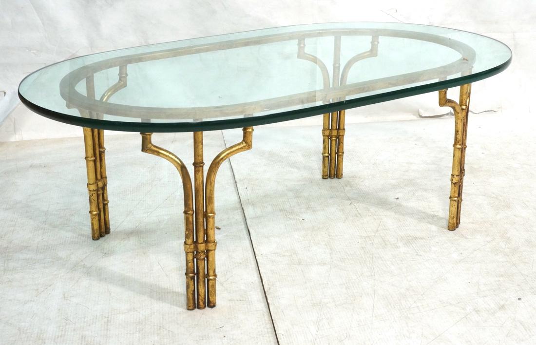Glass Top Regency Style Faux Bamboo Coffee Table. (1 of 7)
