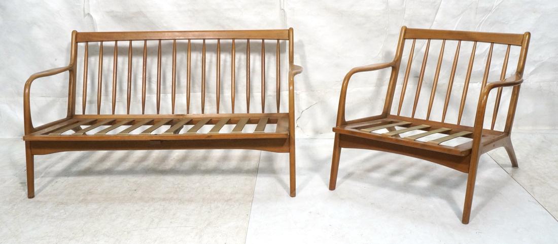 2pc Danish Modern Seating. Love seat, settee and (1 of 10)