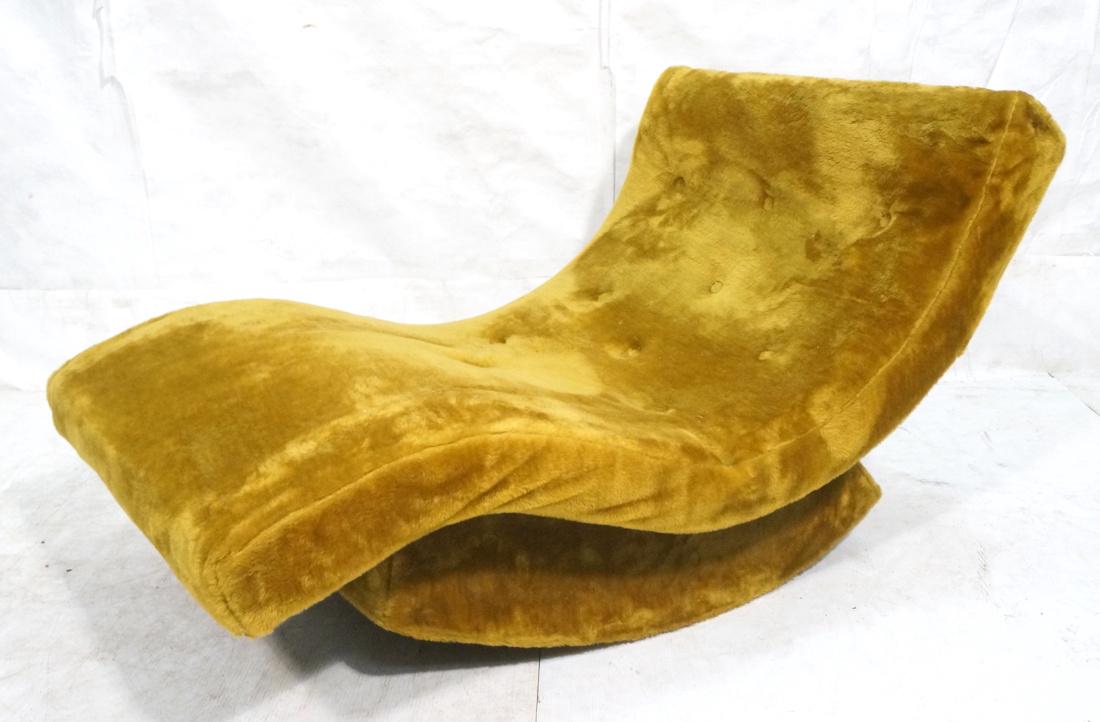 Plush Gold Modern Wave Chaise Lounge Rocker. Tuft (1 of 8)