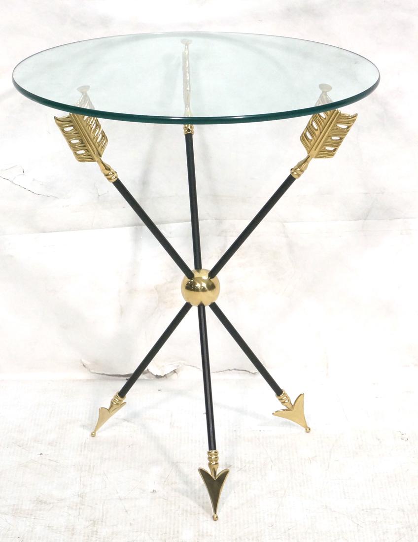 Regency Style Black Metal Brass Arrow Side Table (1 of 6)