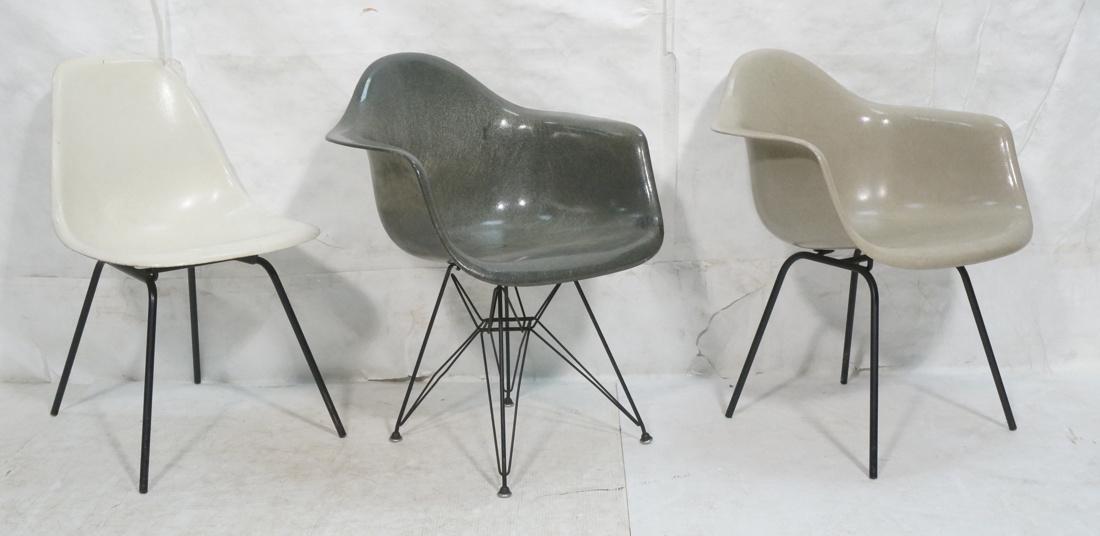 3 pc HERMAN MILLER Fiberglass Shell Chairs. 1) 19 (1 of 10)