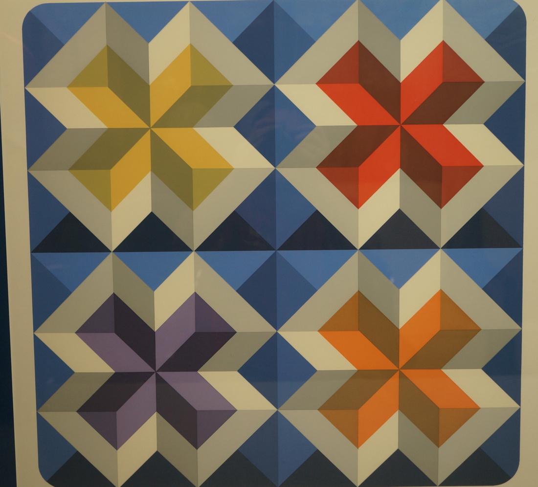 Signed Graphic Op Art Print. Pinwheel Cross Desig (1 of 10)