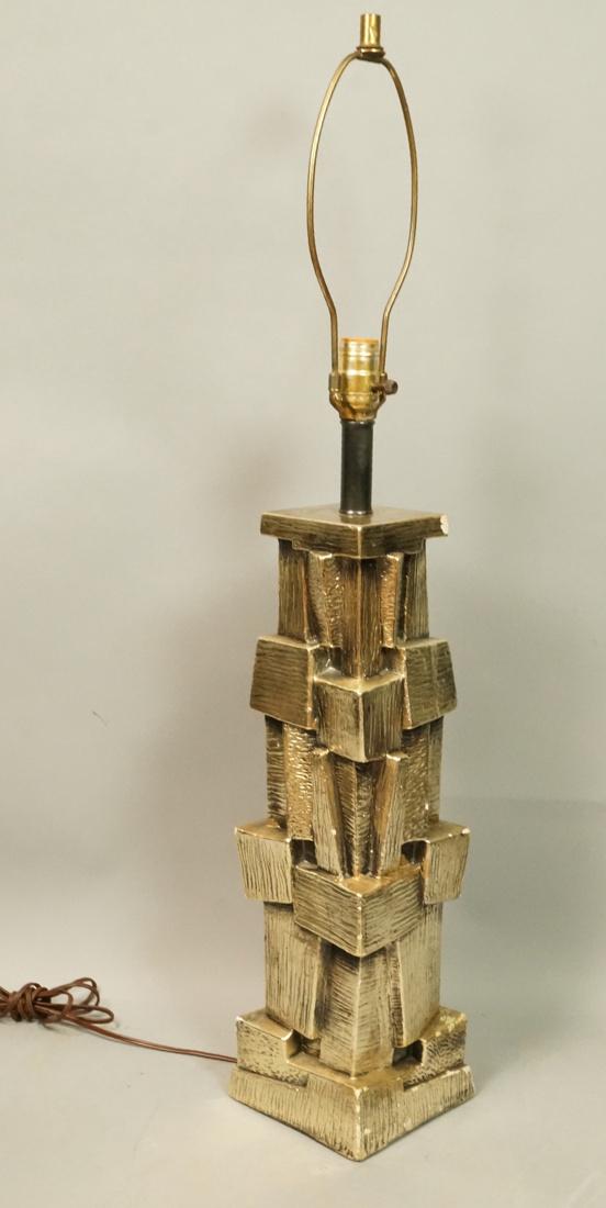 Brutalist Modern Table Lamp Textured Stacked Cube (1 of 7)