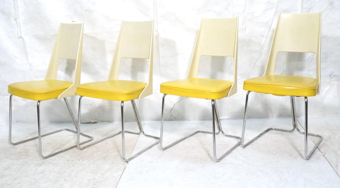 Set 4 70s Modern Yellow Seat Dining Chairs. Chrom (1 of 10)