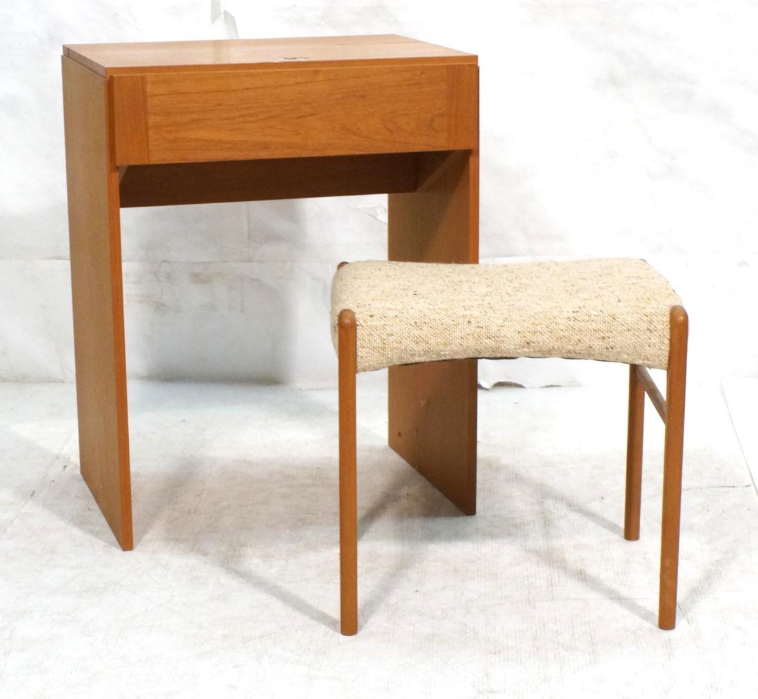 Danish Modern Teak Vanity and Bench Stool. Small (1 of 7)