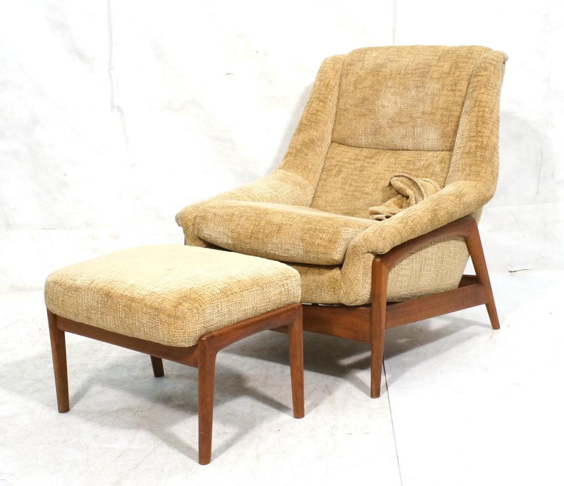 DUX Danish Modern Teak Lounge Chair & Ottoman. St (1 of 7)