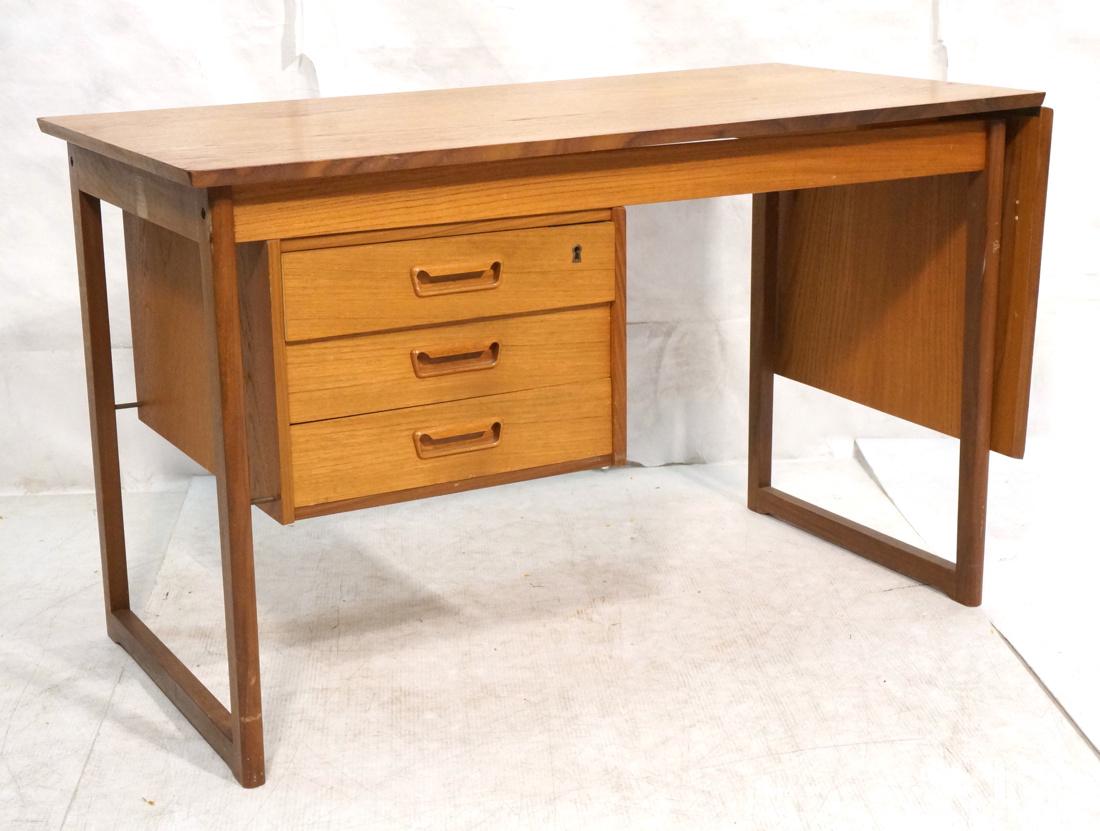 Danish Modern Teak Dropside Desk. One side with o (1 of 10)