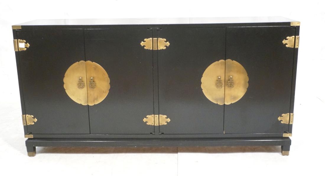 Asian inspired Ebonized 4 Door Credenza Sideboard (1 of 7)