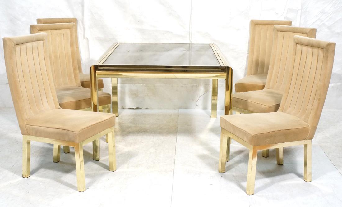 Modern Brass Tone Dining Table & 6 Chairs Refract (1 of 10)