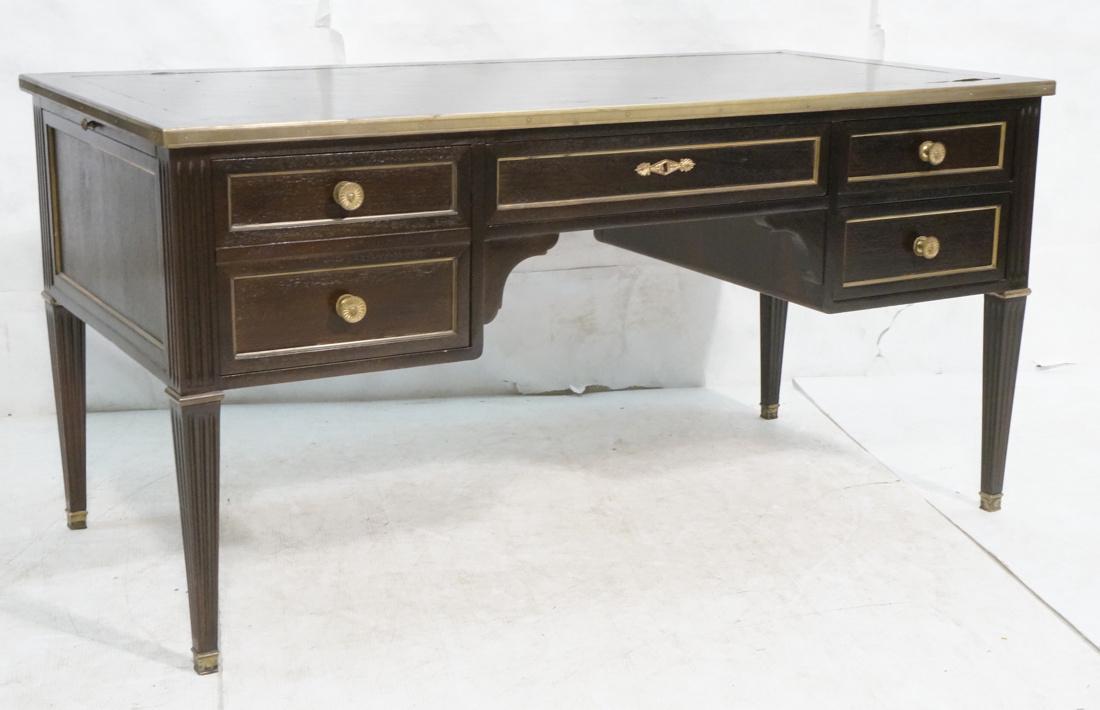 Ebonized Regency Style Executive Desk. Black leat (1 of 7)
