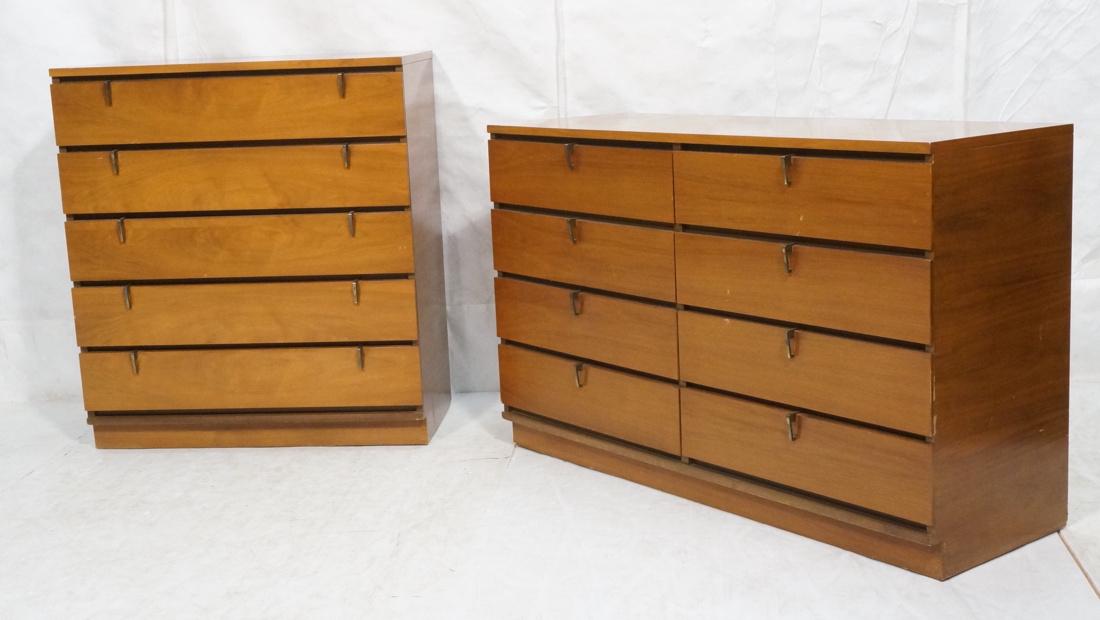 2pc Modernist Dressers Chests. Walnut. Eight draw (1 of 9)
