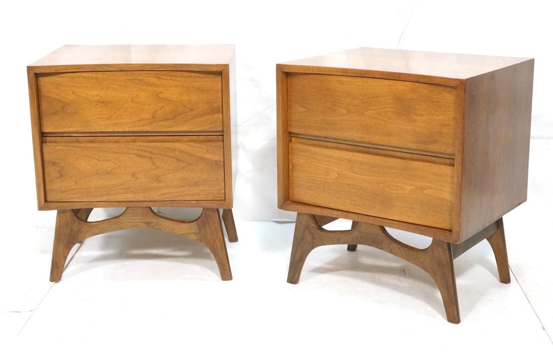 Pr American Modern Walnut Night Stands. Concave f (1 of 7)